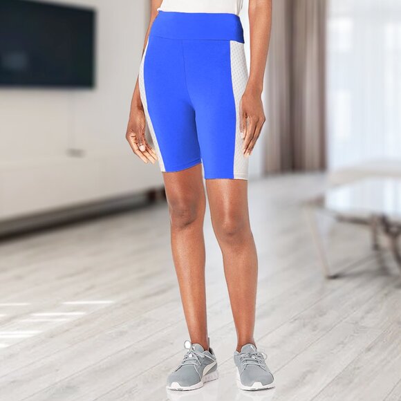 Women's Classic Comfy High-Waist  Biker Shorts with 4-Way Stretch & Mesh Detail - Picture 5 of 16